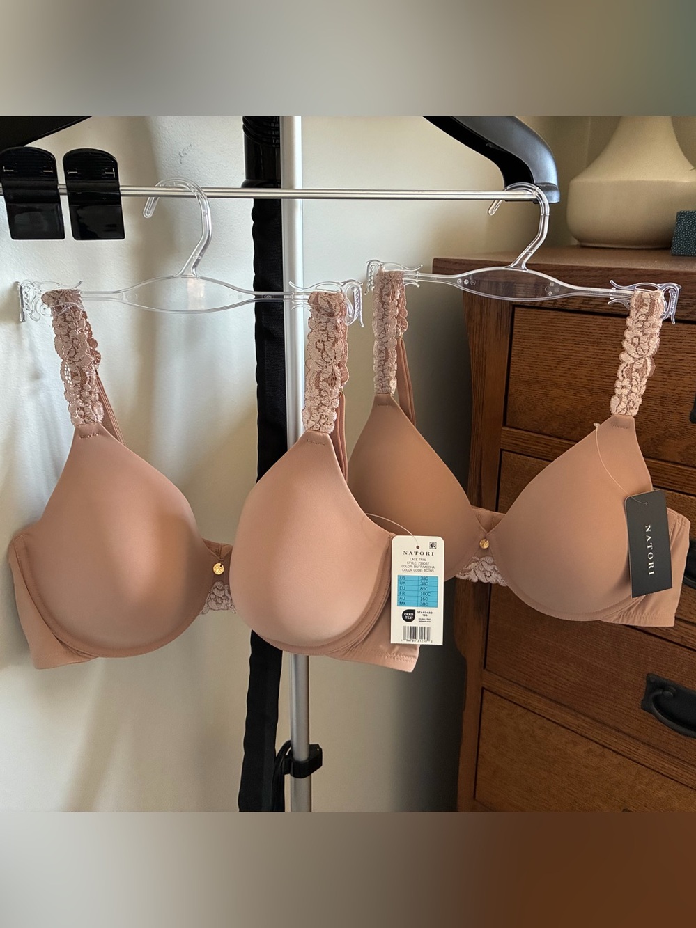 Natori Blush Nude Lace-Trim T-Shirt Bra 38C (2 bras)